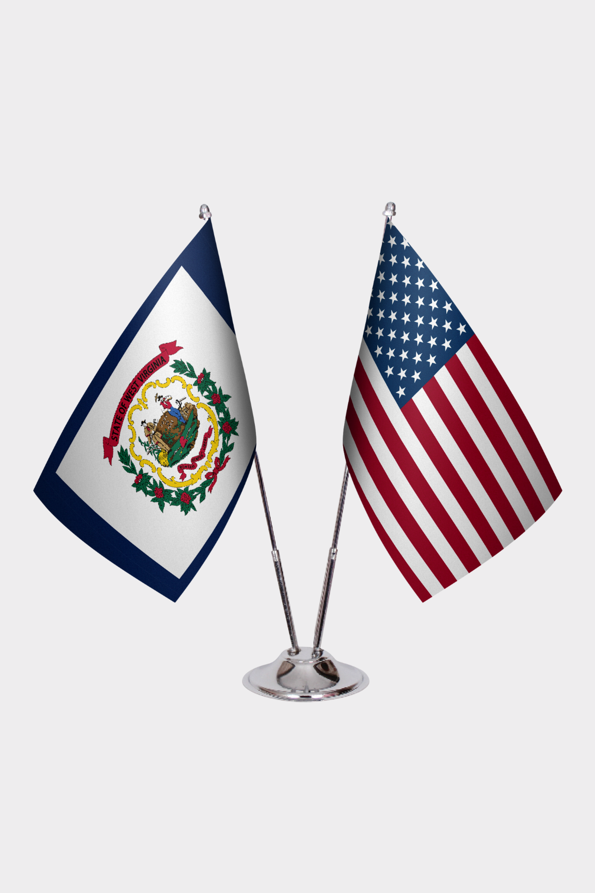 West Virginia & U.S. Desk Flag Set
