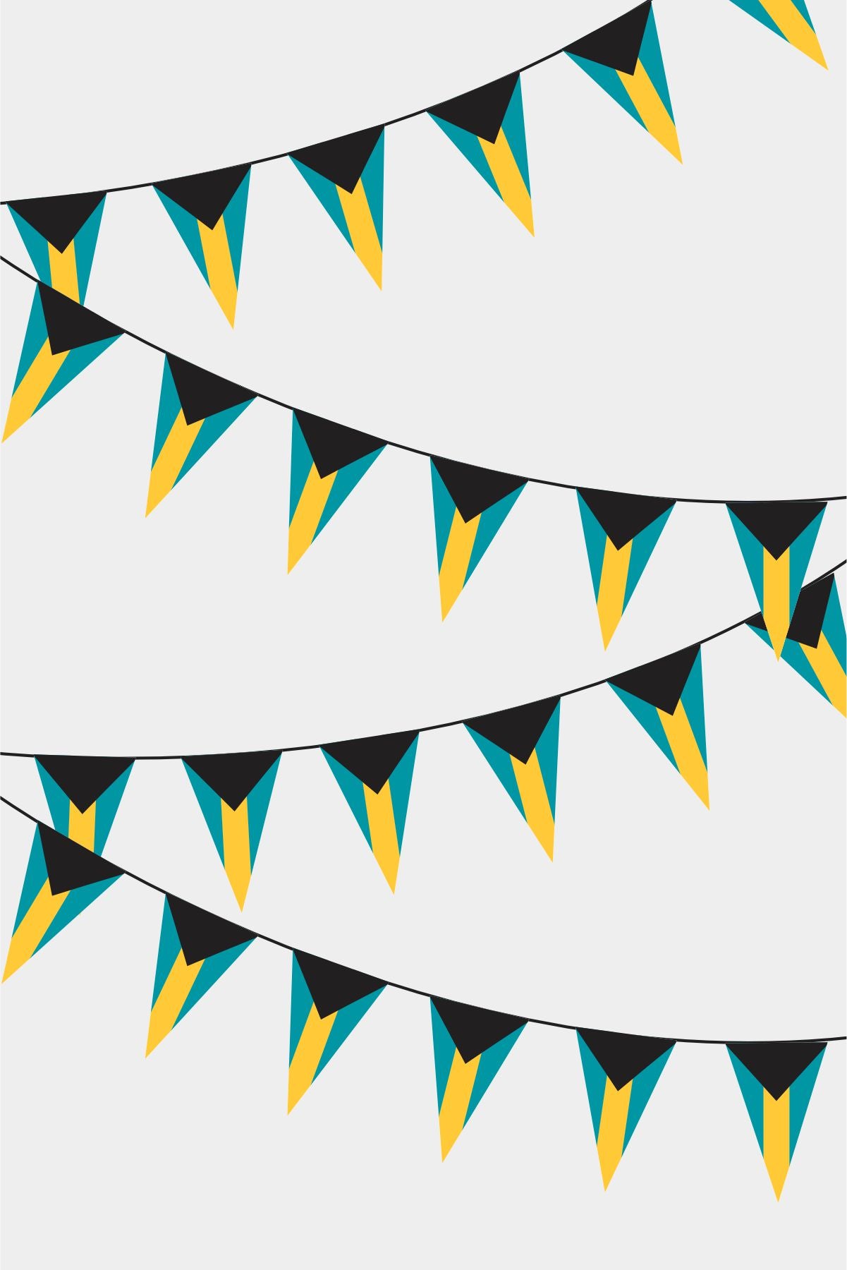 Bahamas Triangular Flag Bunting - 50 Meters Premium Pennant Flags for Party Decoration | Professional Quality Raschel Fabric
