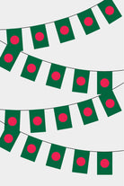 Bangladesh Rectangular Flag Bunting - 50 Meters Premium String Flags for Party Decoration | Professional Quality Raschel Fabric