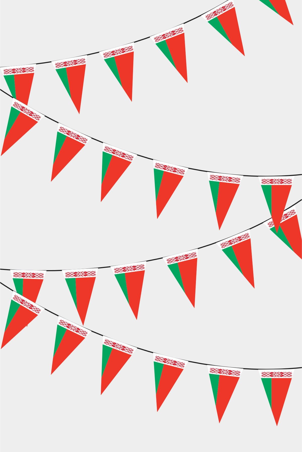 Belarus Triangular Flag Bunting - 50 Meters Premium Pennant Flags for Party Decoration | Professional Quality Raschel Fabric