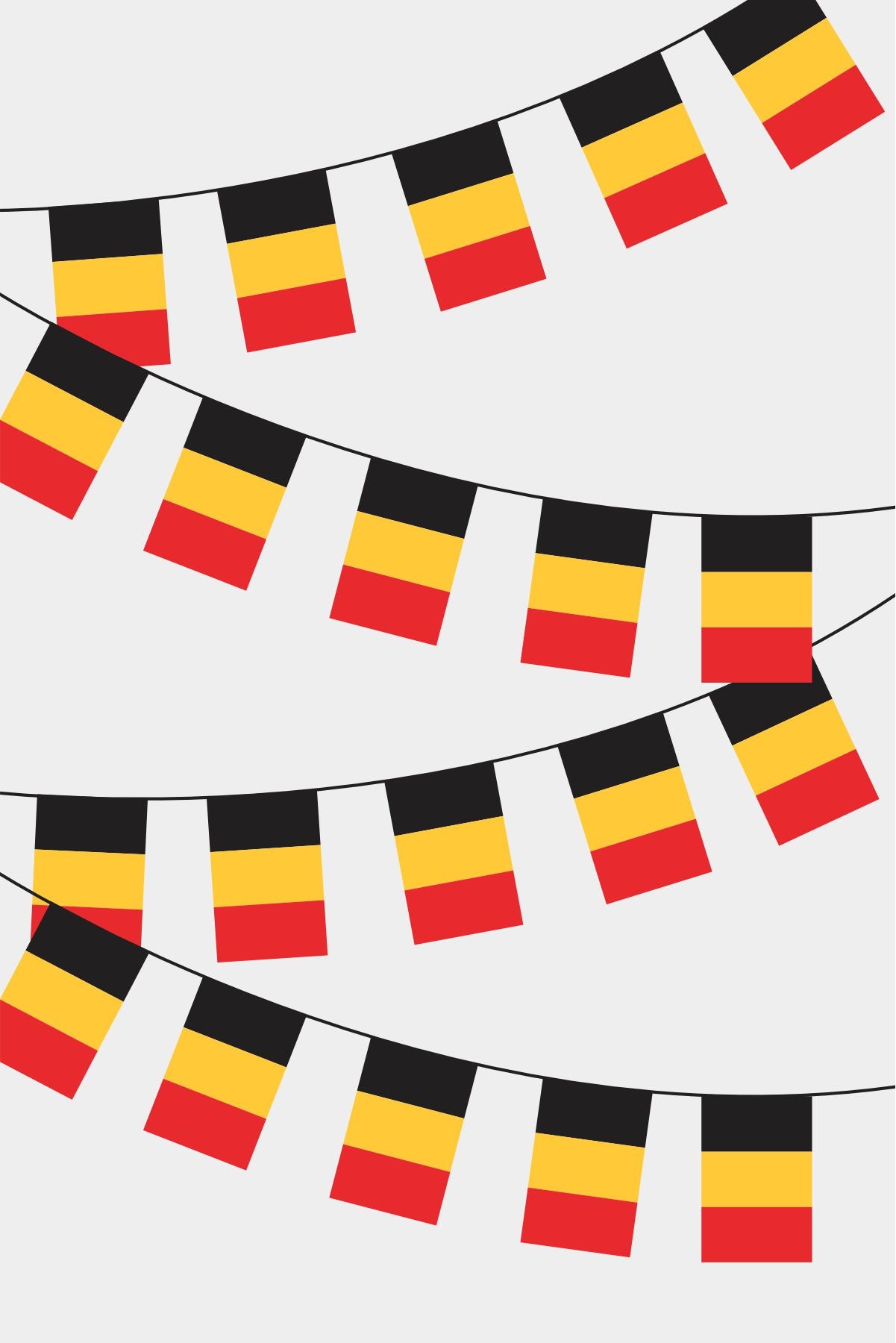 Belgium Rectangular Flag Bunting - 50 Meters Premium String Flags for Party Decoration | Professional Quality Raschel Fabric