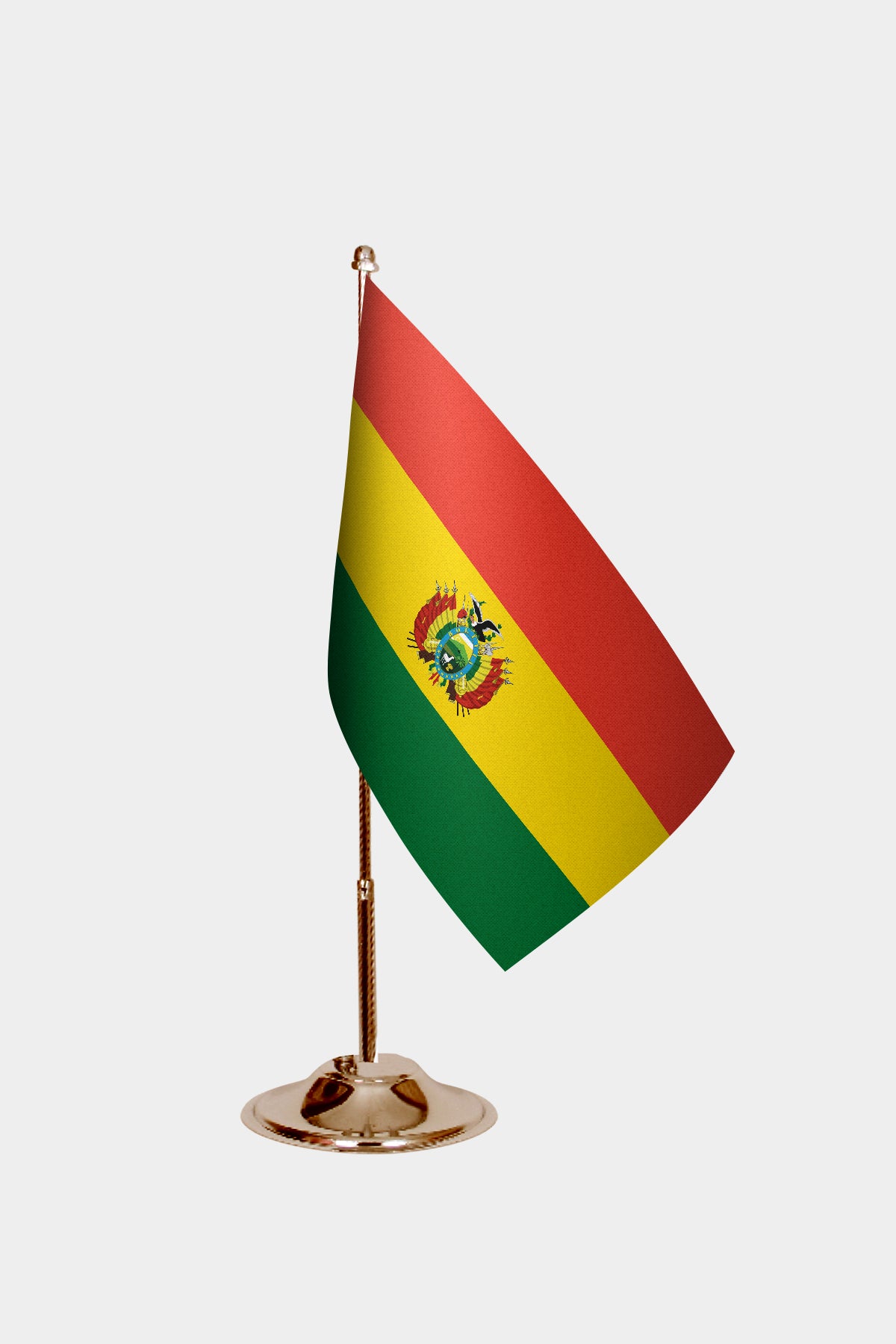 Bolivia Gold Desk Flag - Premium Metal Stand