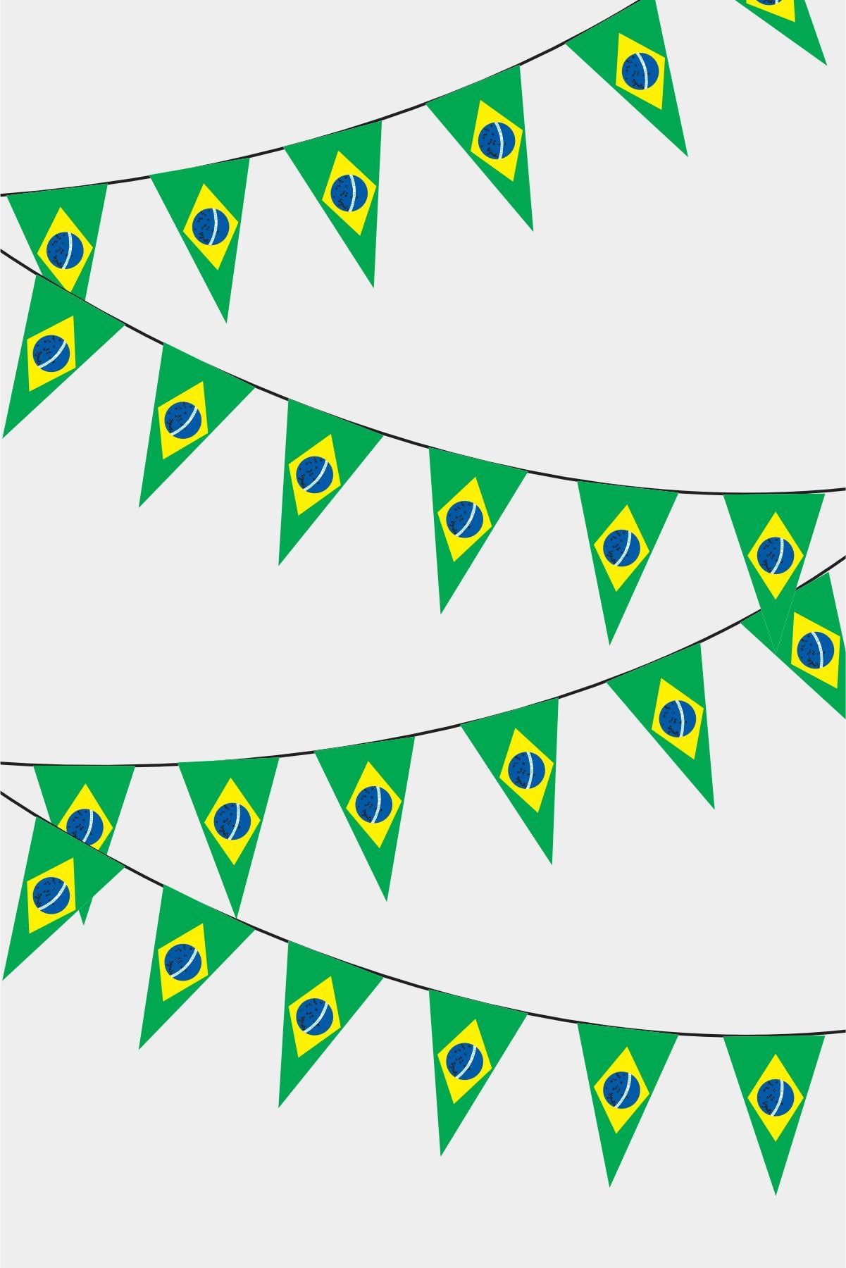 Brazil Triangular Flag Bunting - 50 Meters Premium Pennant Flags for Party Decoration | Professional Quality Raschel Fabric