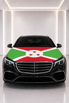 Burundi bayraklı kaput bayrağı — siyah aracın kaputunda