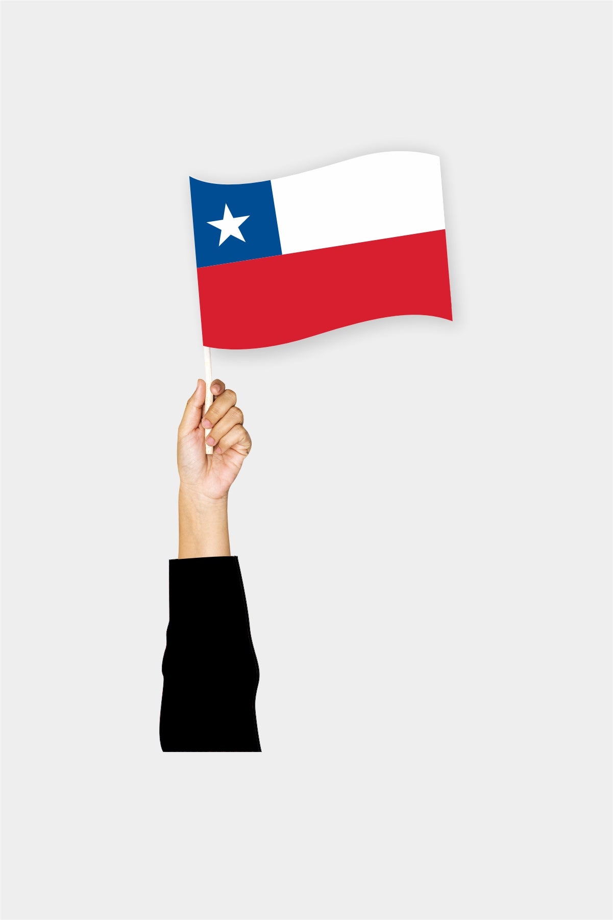 Chile handheld flag on stick - durable polyester country flag for events and parades