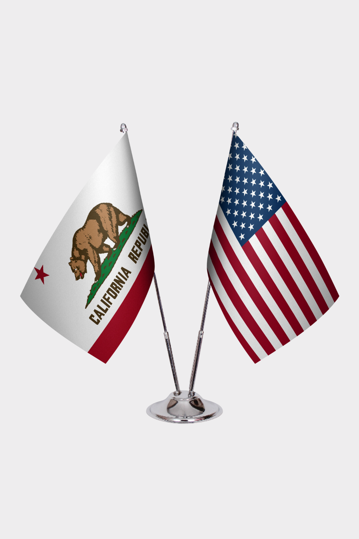 California & U.S. Desk Flag Set