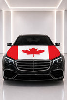 Canada flag car hood cover fitted on a black car bonnet