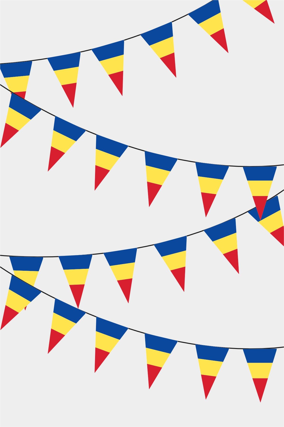 Chad Triangular Flag Bunting - 50 Meters Premium Pennant Flags for Party Decoration | Professional Quality Raschel Fabric