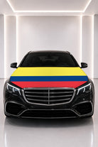 Colombia flag car hood cover fitted on a black car bonnet