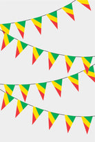 Congo Triangular Flag Bunting - 50 Meters Premium Pennant Flags for Party Decoration | Professional Quality Raschel Fabric