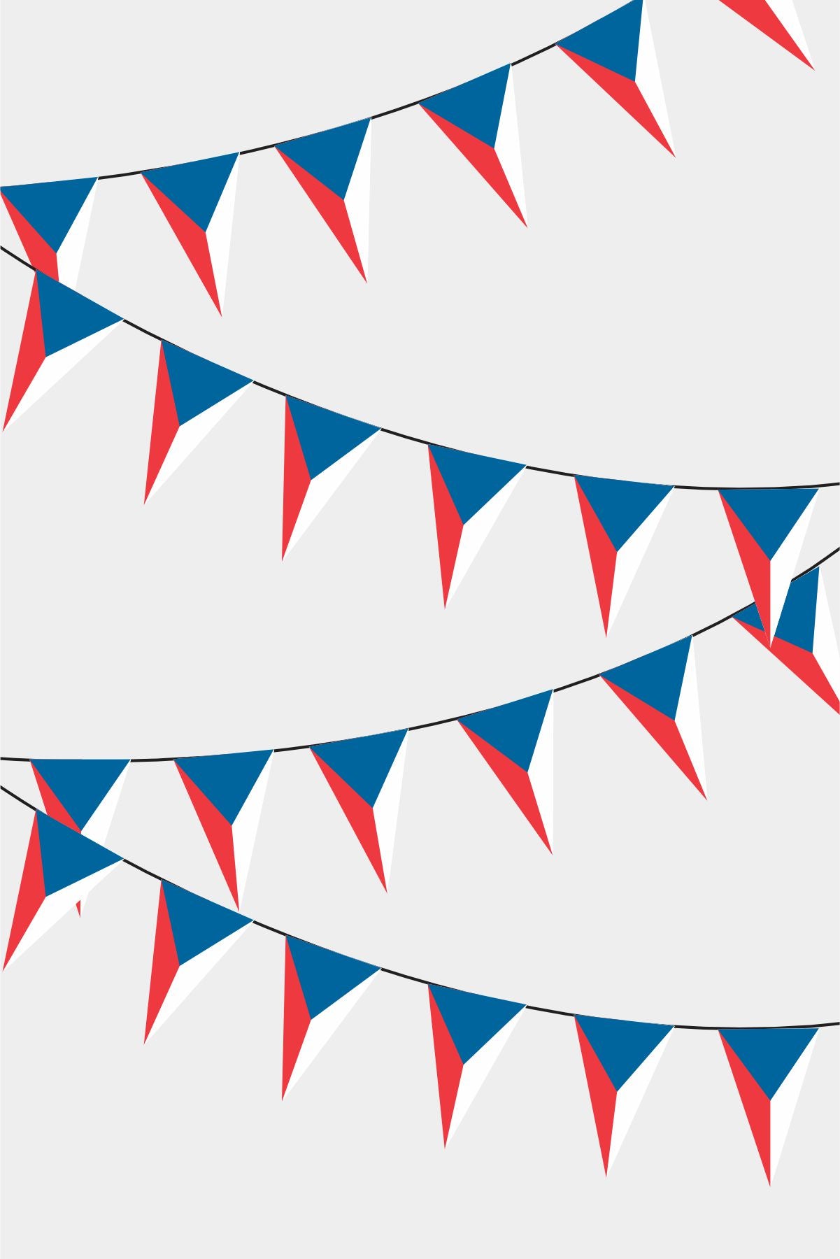 Czech Republic Triangular Flag Bunting - 50 Meters Premium Pennant Flags for Party Decoration | Professional Quality Raschel Fabric