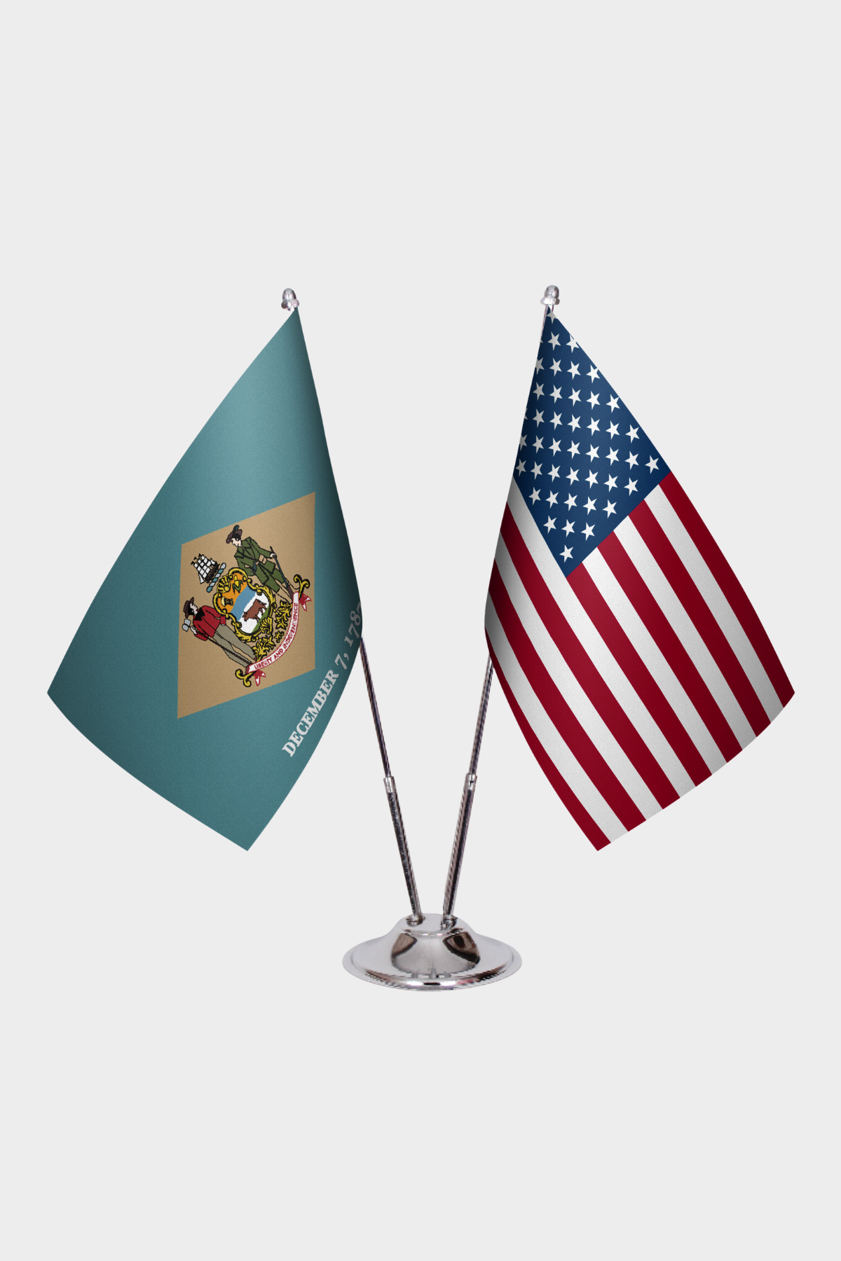 Delaware & U.S. Desk Flag Set