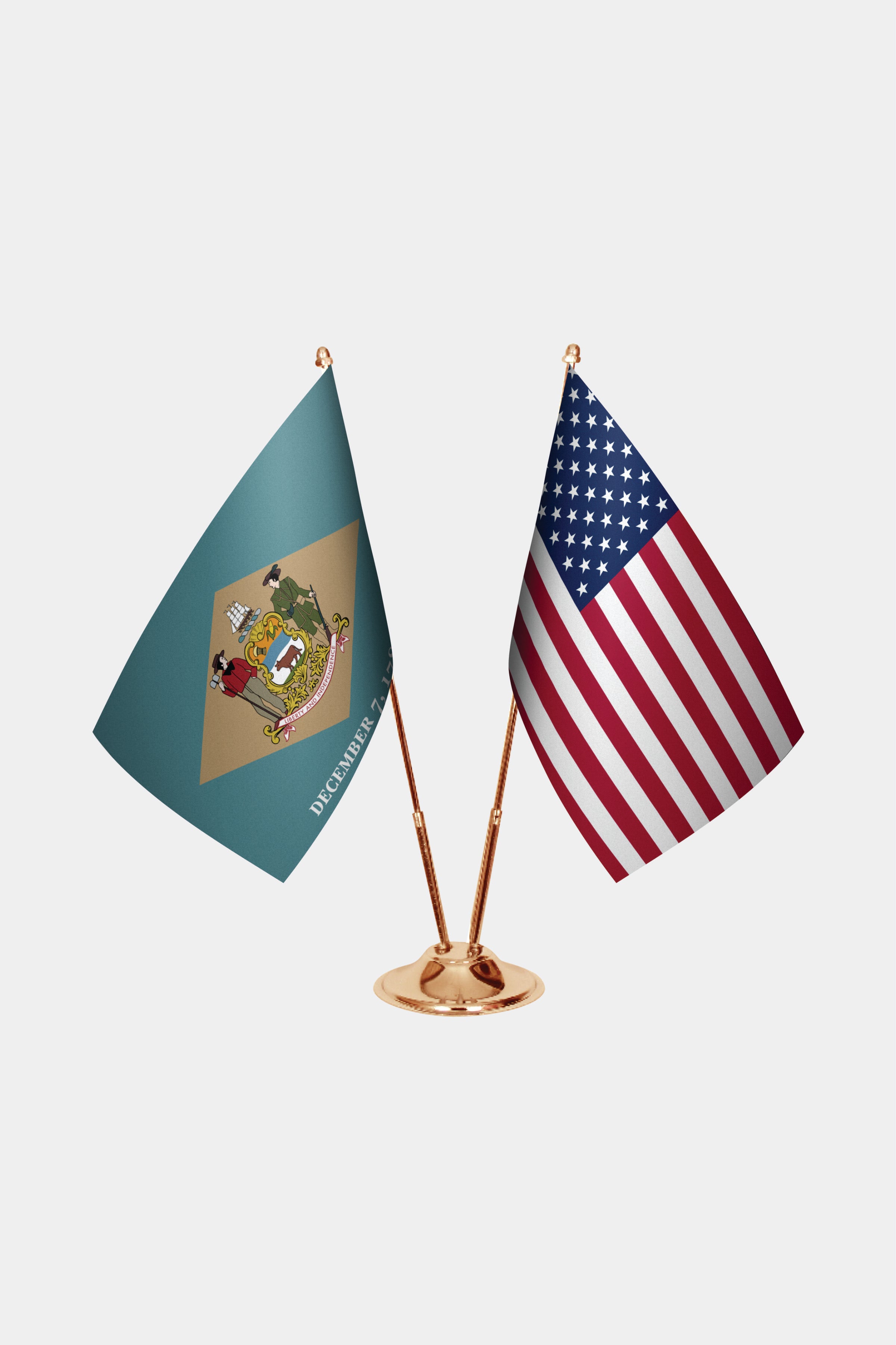 Delaware & U.S. Desk Flag Set