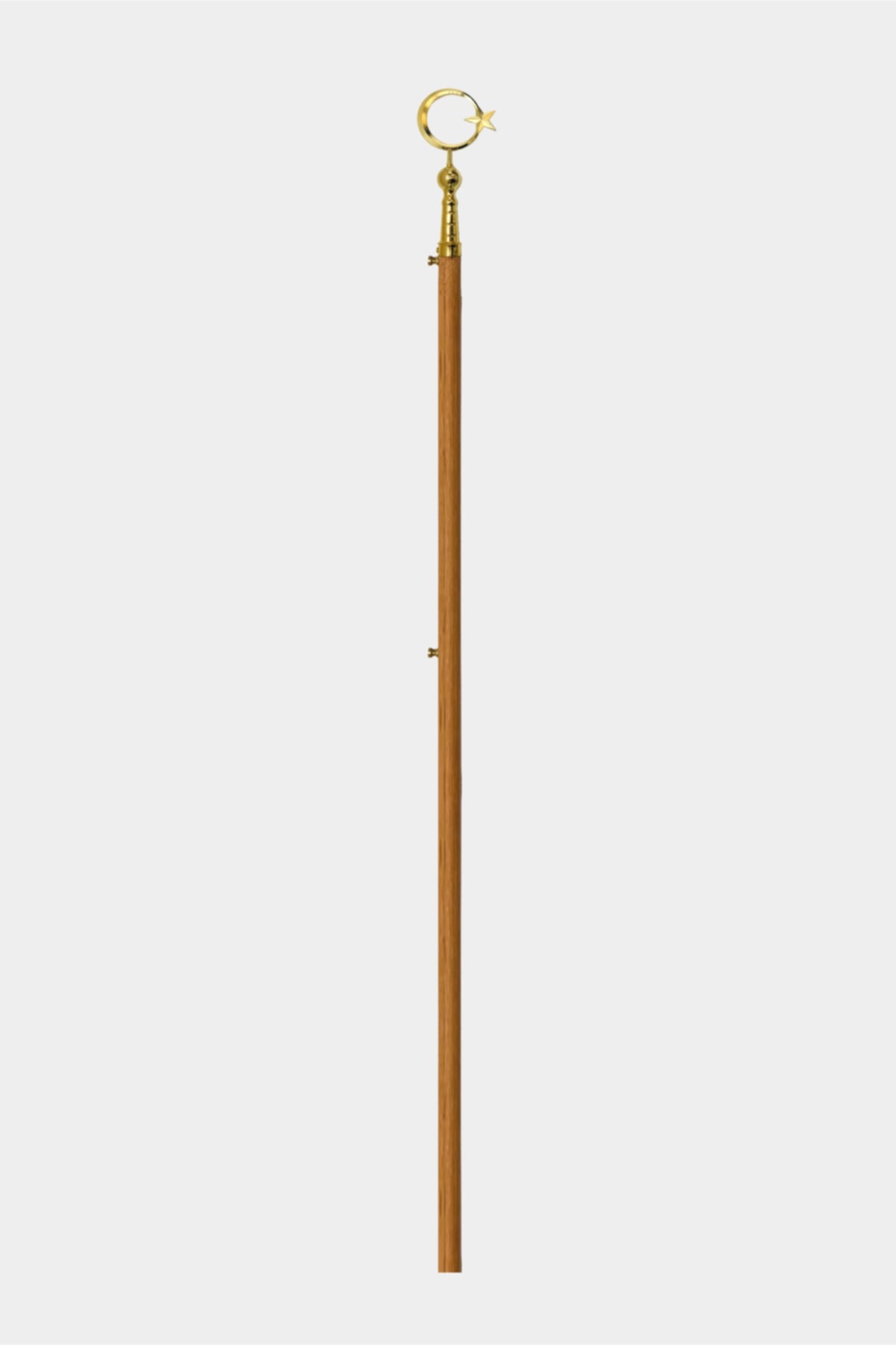 Polished 260 cm pole crowned with crescent and star (ayyıldız) finial