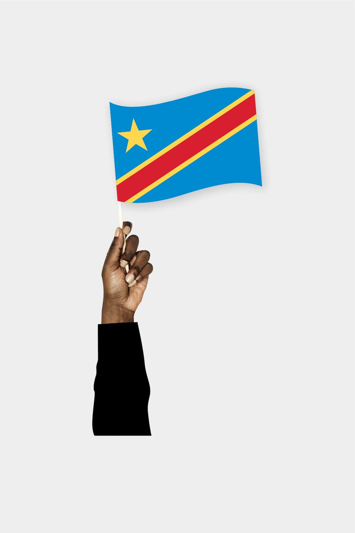 DR Congo handheld flag on stick - durable polyester country flag for events and parades