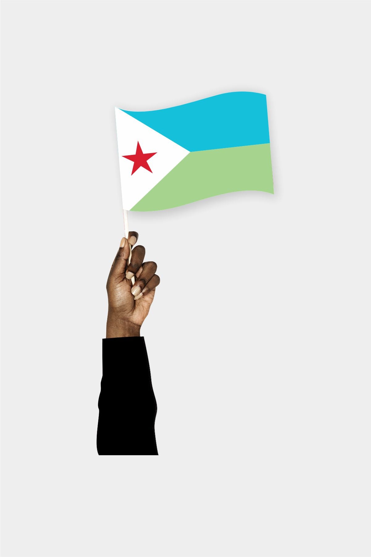 Djibouti handheld flag on stick - durable polyester country flag for events and parades