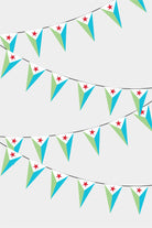 Djibouti Triangular Flag Bunting - 50 Meters Premium Pennant Flags for Party Decoration | Professional Quality Raschel Fabric