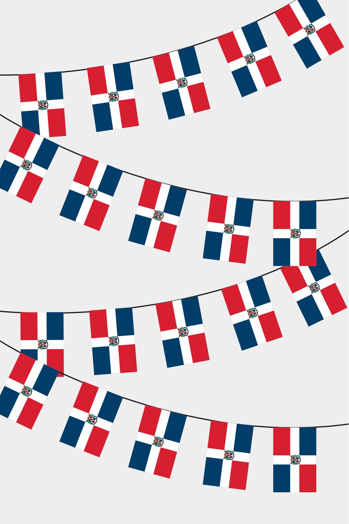Dominican Republic Rectangular Flag Bunting - 50 Meters Premium String Flags for Party Decoration | Professional Quality Raschel Fabric
