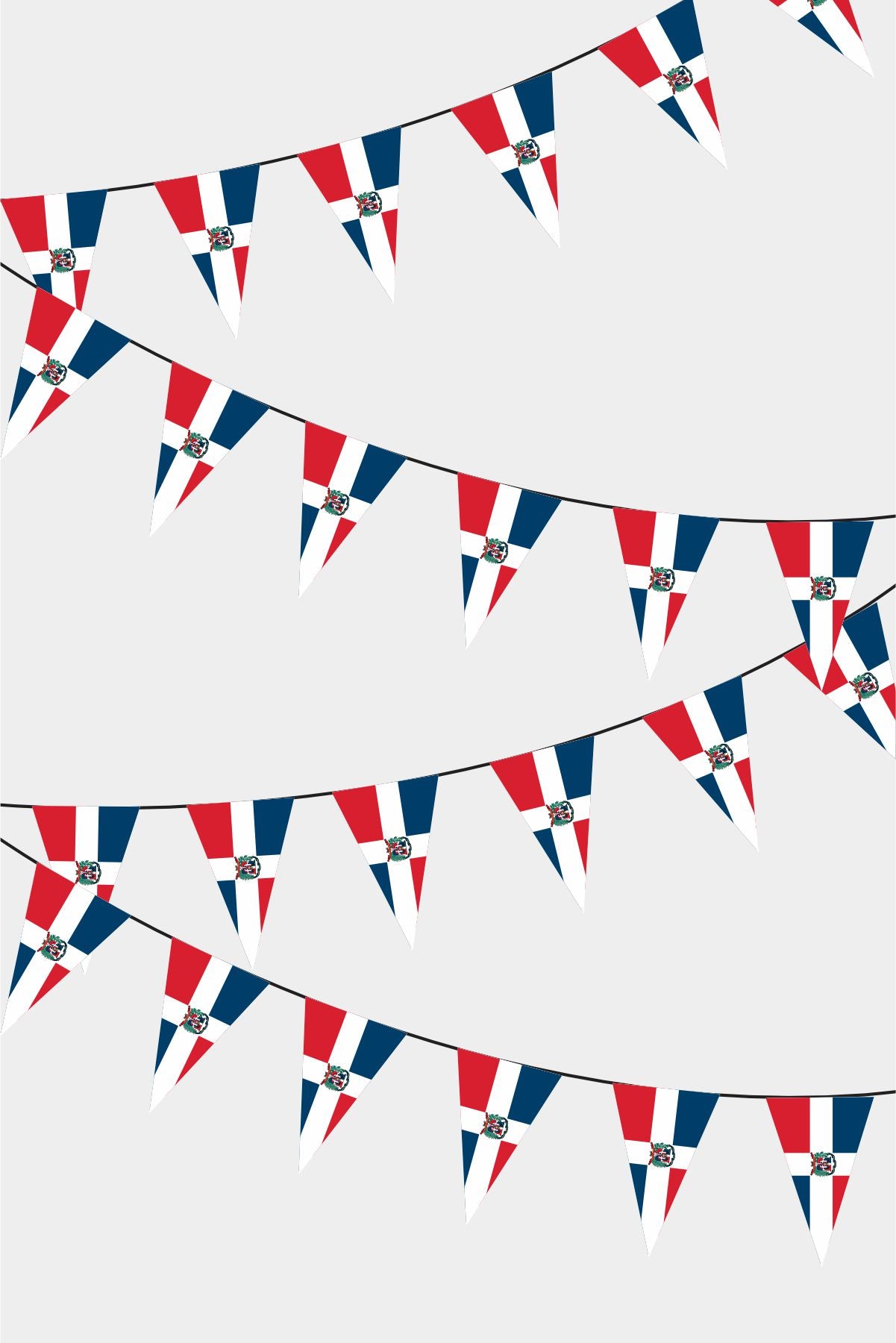 Dominican Republic Triangular Flag Bunting - 50 Meters Premium Pennant Flags for Party Decoration | Professional Quality Raschel Fabric