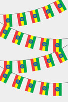 Ethiopia Rectangular Flag Bunting - 50 Meters Premium String Flags for Party Decoration | Professional Quality Raschel Fabric