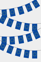 European Union Rectangular Flag Bunting - 50 Meters Premium String Flags for Party Decoration | Professional Quality Raschel Fabric