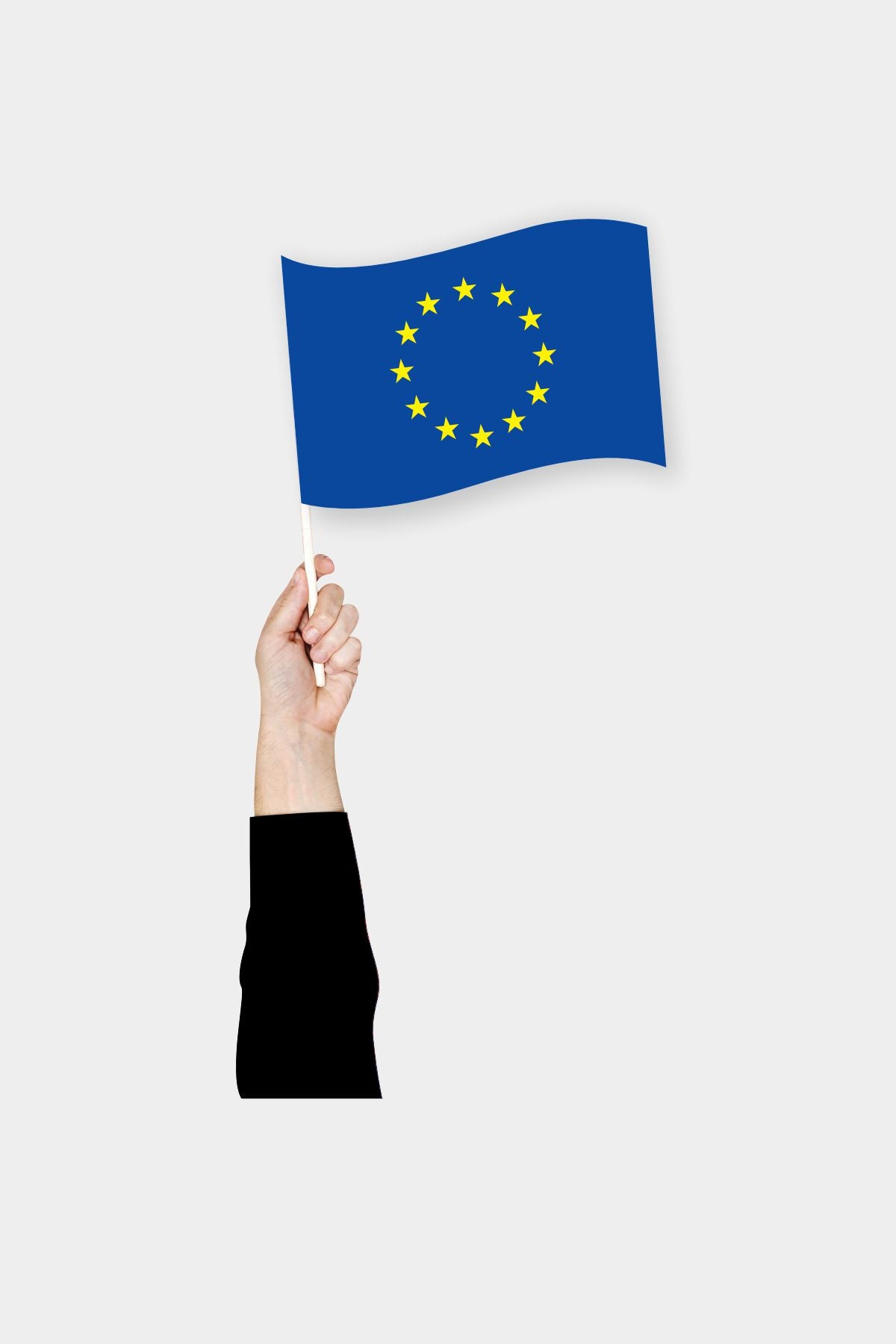European Union handheld flag on stick - durable polyester country flag for events and parades