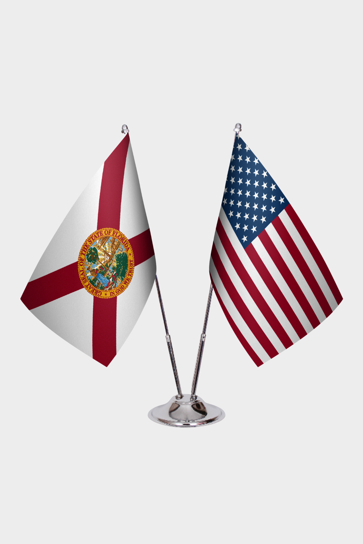 Florida & U.S. Desk Flag Set — Double Satin