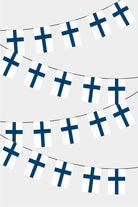 Finland Rectangular Flag Bunting - 50 Meters Premium String Flags for Party Decoration | Professional Quality Raschel Fabric