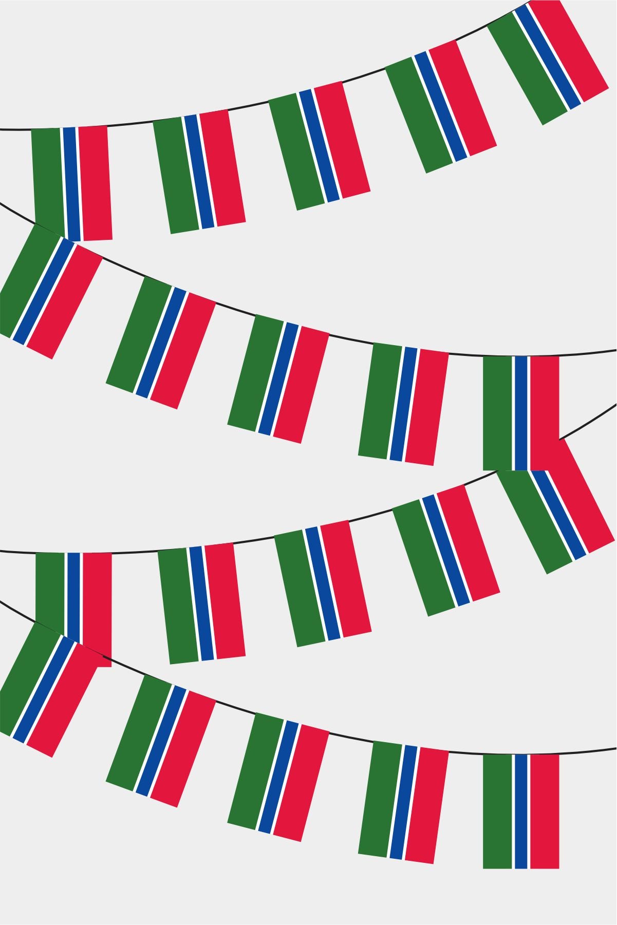 Gambia Rectangular Flag Bunting - 50 Meters Premium String Flags for Party Decoration | Professional Quality Raschel Fabric