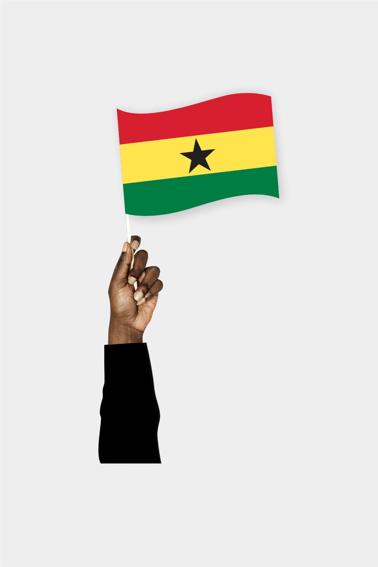 Ghana handheld flag on stick - durable polyester country flag for events and parades