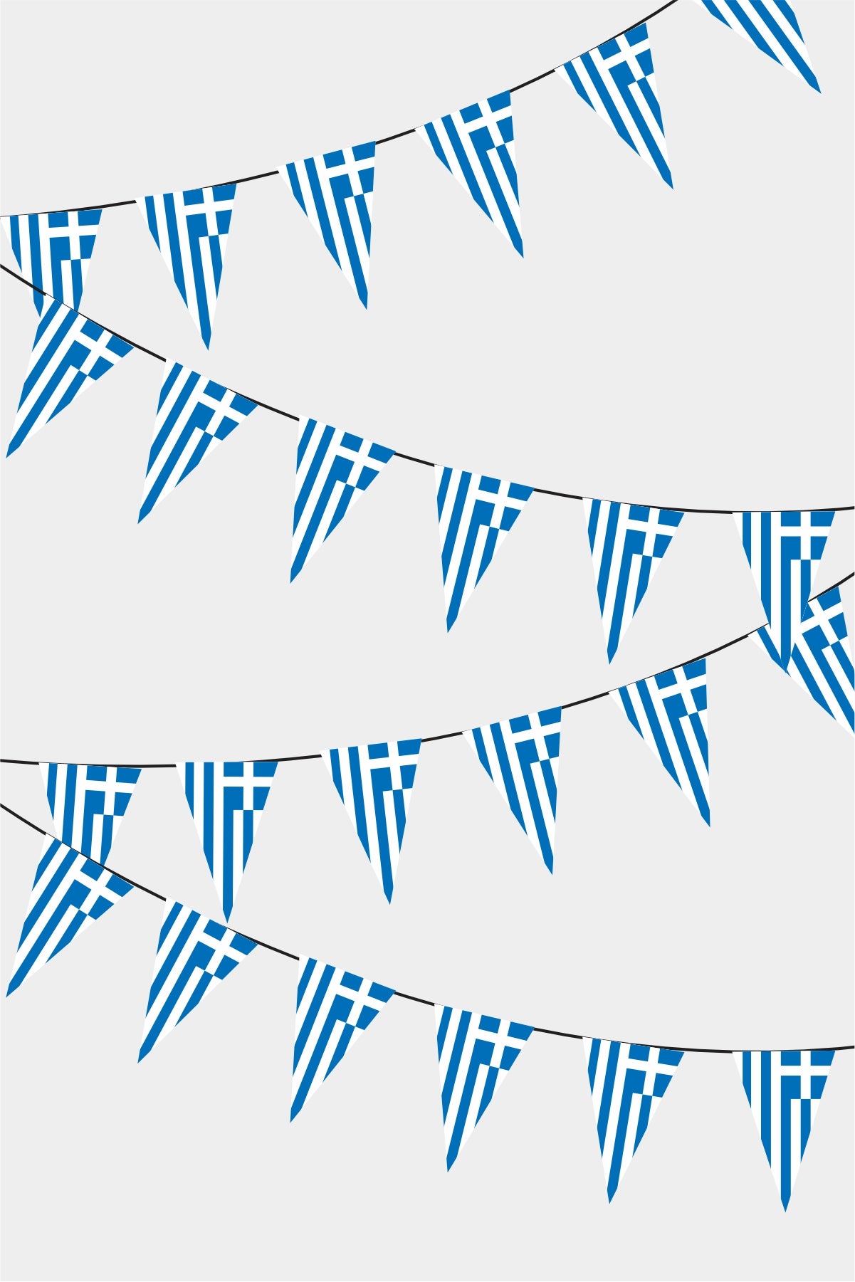 Greece Triangular Flag Bunting - 50 Meters Premium Pennant Flags for Party Decoration | Professional Quality Raschel Fabric
