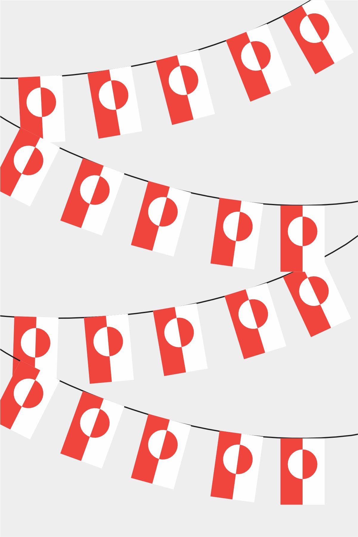 Greenland Rectangular Flag Bunting - 50 Meters Premium String Flags for Party Decoration | Professional Quality Raschel Fabric