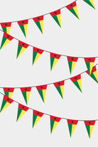 Guinea Bissau Triangular Flag Bunting - 50 Meters Premium Pennant Flags for Party Decoration | Professional Quality Raschel Fabric