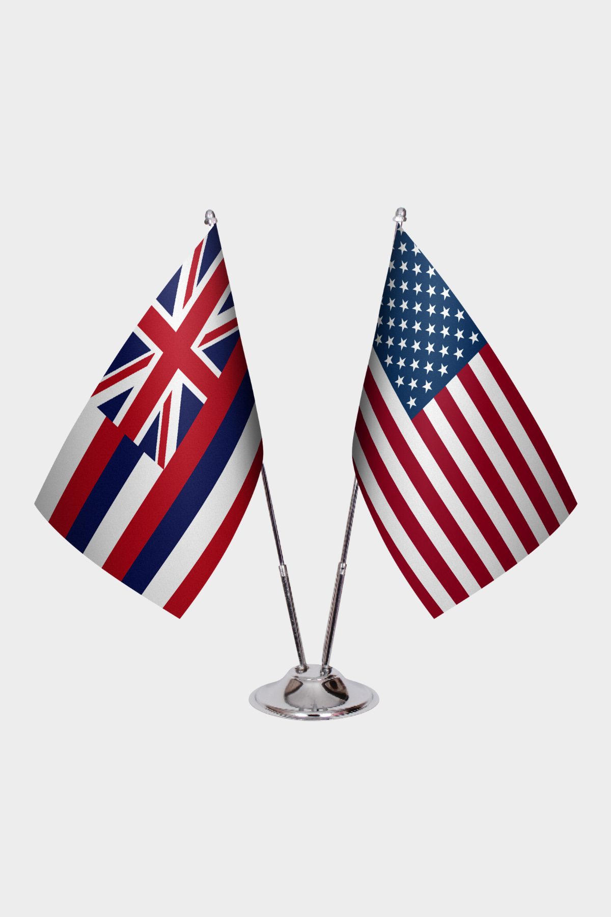 Hawaii & U.S. Desk Flag Set — Double Satin