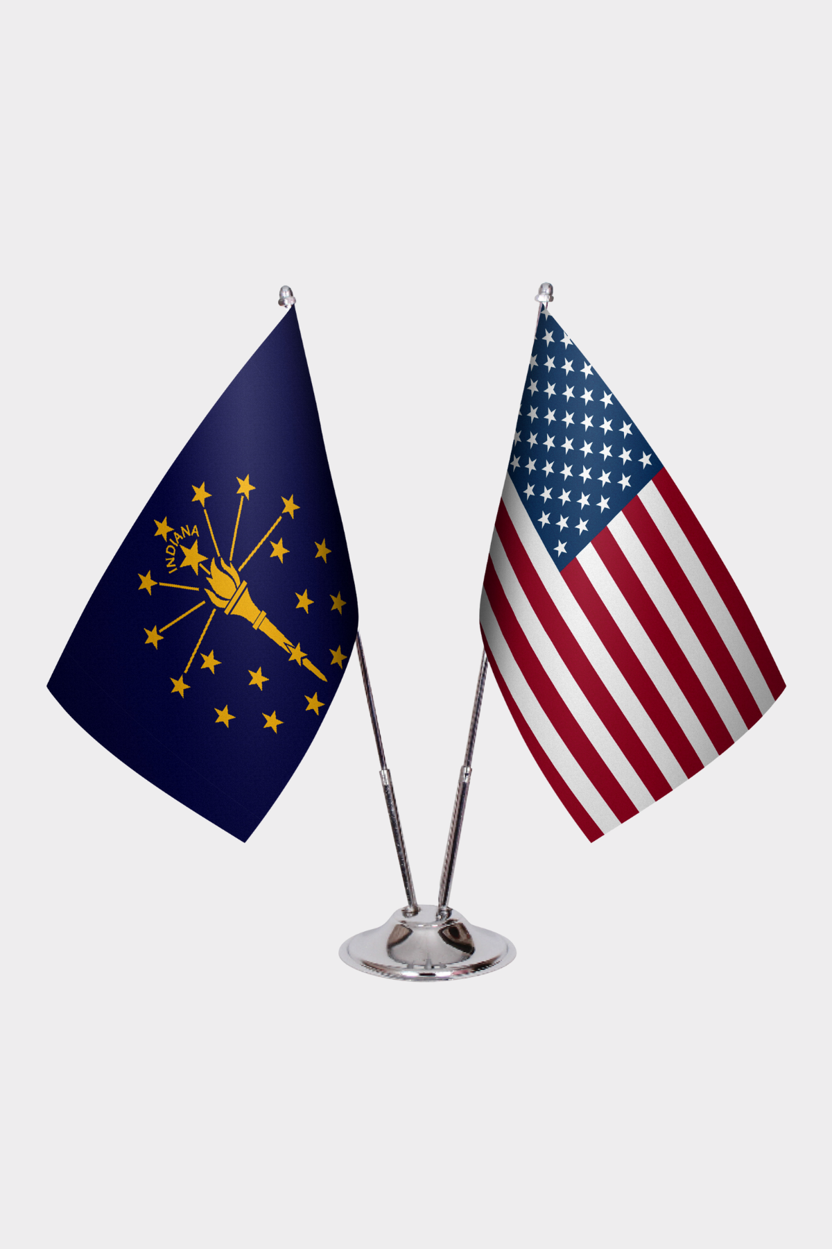 Indiana & U.S. Desk Flag Set — Double Satin