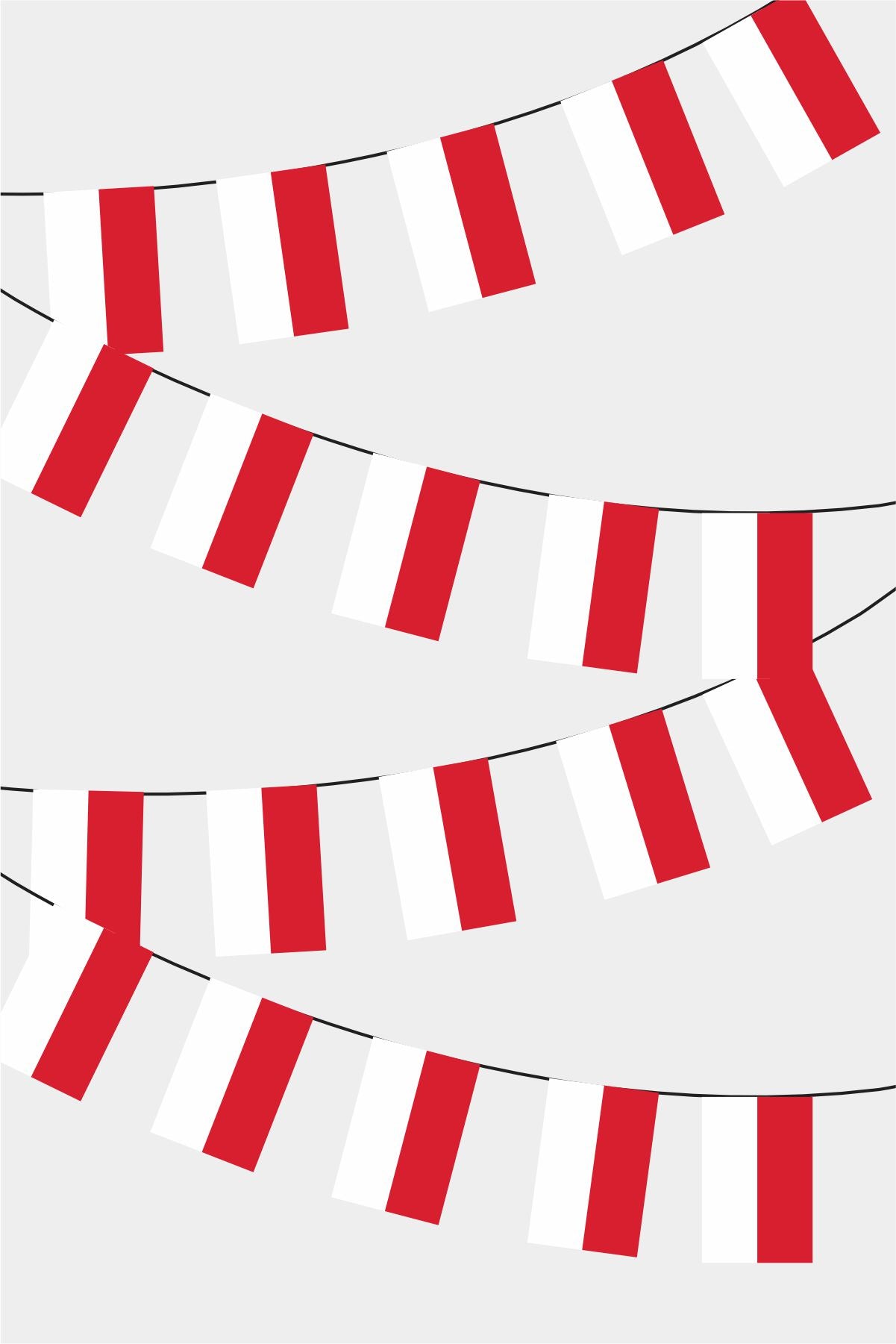 Indonesia Rectangular Flag Bunting - 50 Meters Premium String Flags for Party Decoration | Professional Quality Raschel Fabric