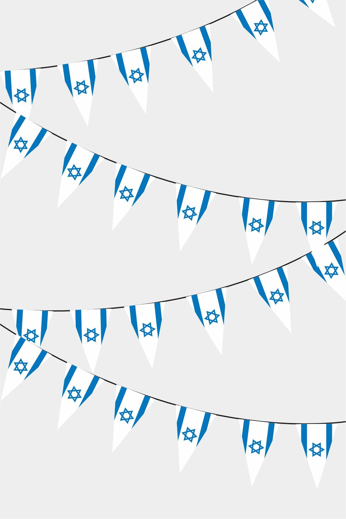Israel Triangular Flag Bunting - 50 Meters Premium Pennant Flags for Party Decoration | Professional Quality Raschel Fabric