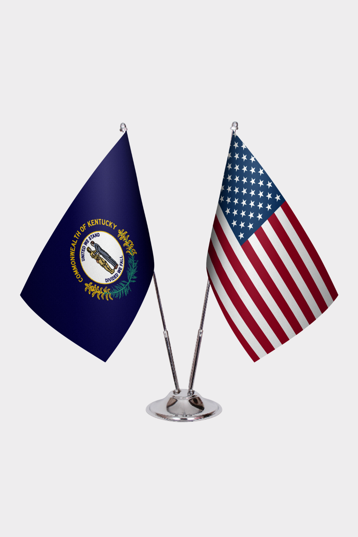 Kentucky & U.S. Desk Flag Set — Double Satin