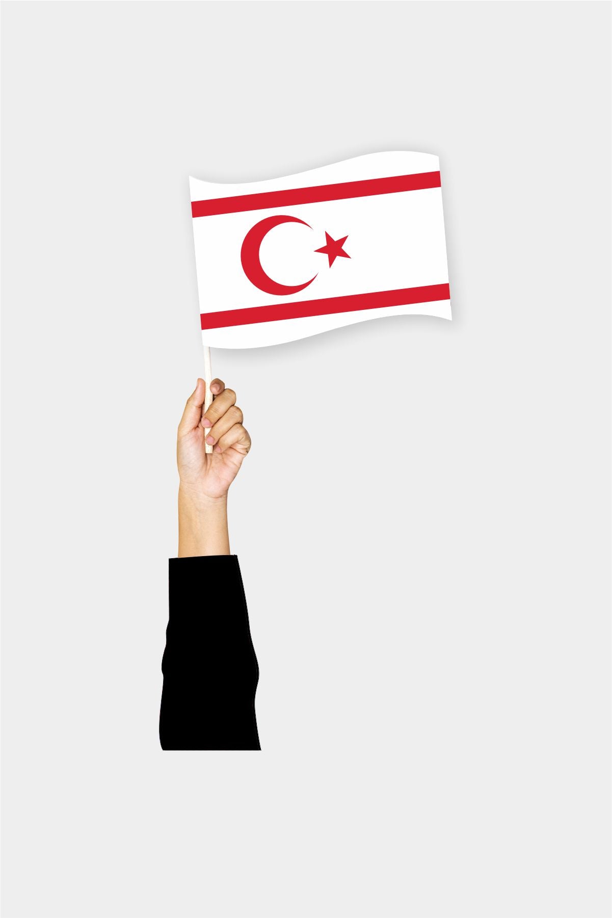 Northern Cyprus handheld flag on stick - durable polyester country flag for events and parades