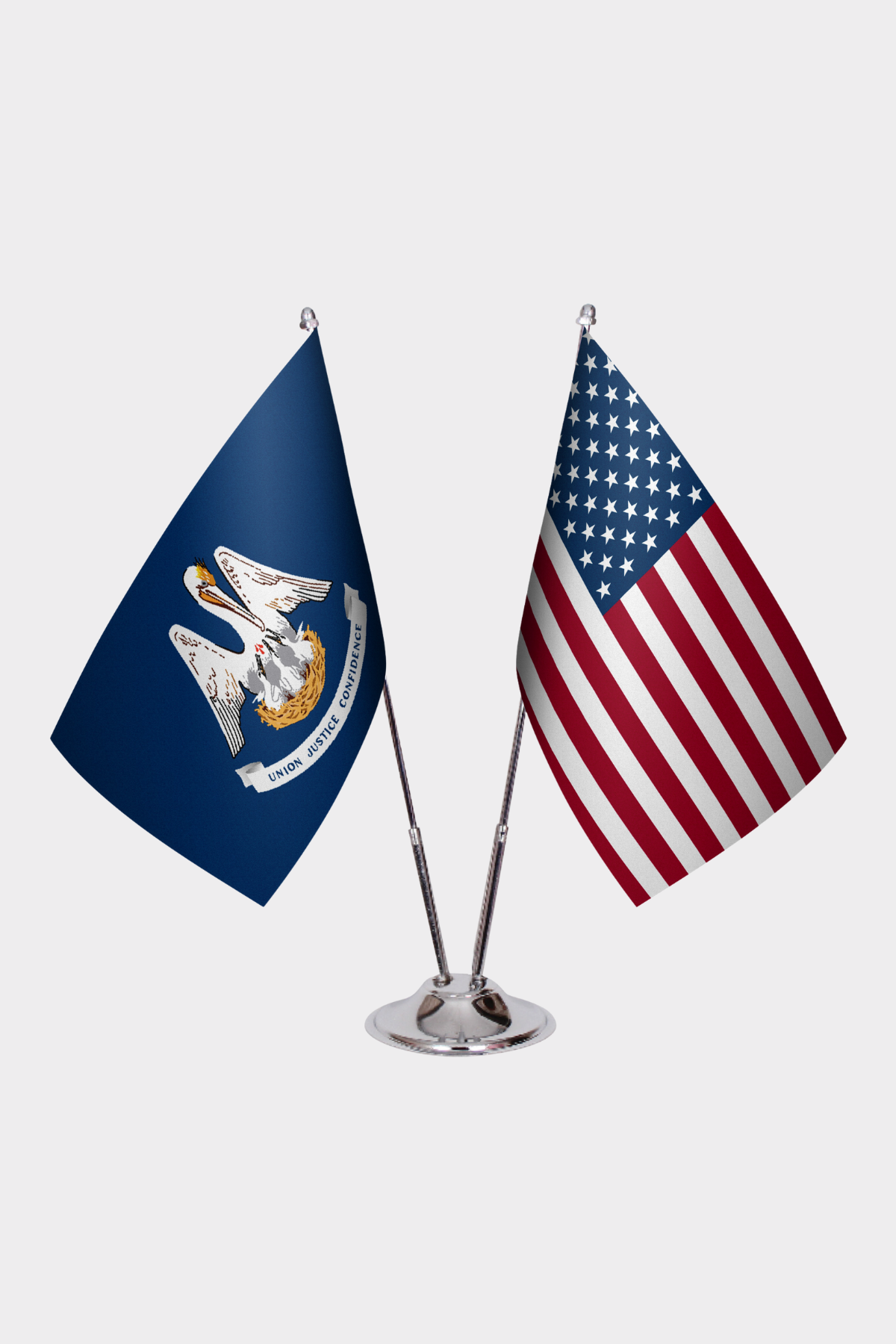 Louisiana & U.S. Desk Flag Set — Double Satin