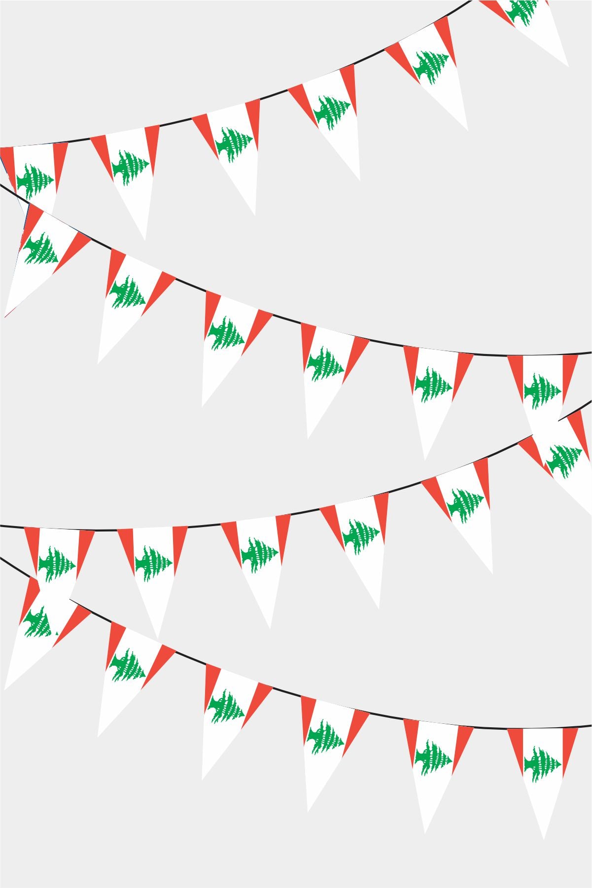 Lebanon Triangular Flag Bunting - 50 Meters Premium Pennant Flags for Party Decoration | Professional Quality Raschel Fabric
