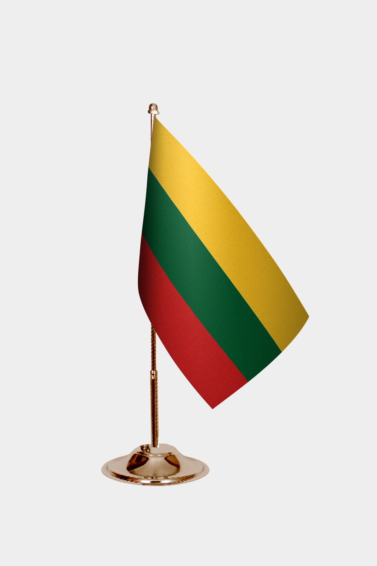 Lithuania Gold Desk Flag - Premium Metal Stand