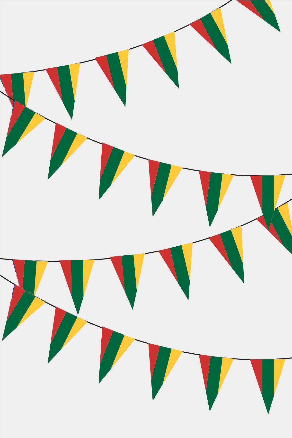 Lithuanian Triangular Flag Bunting - 50 Meters Premium Pennant Flags for Party Decoration | Professional Quality Raschel Fabric