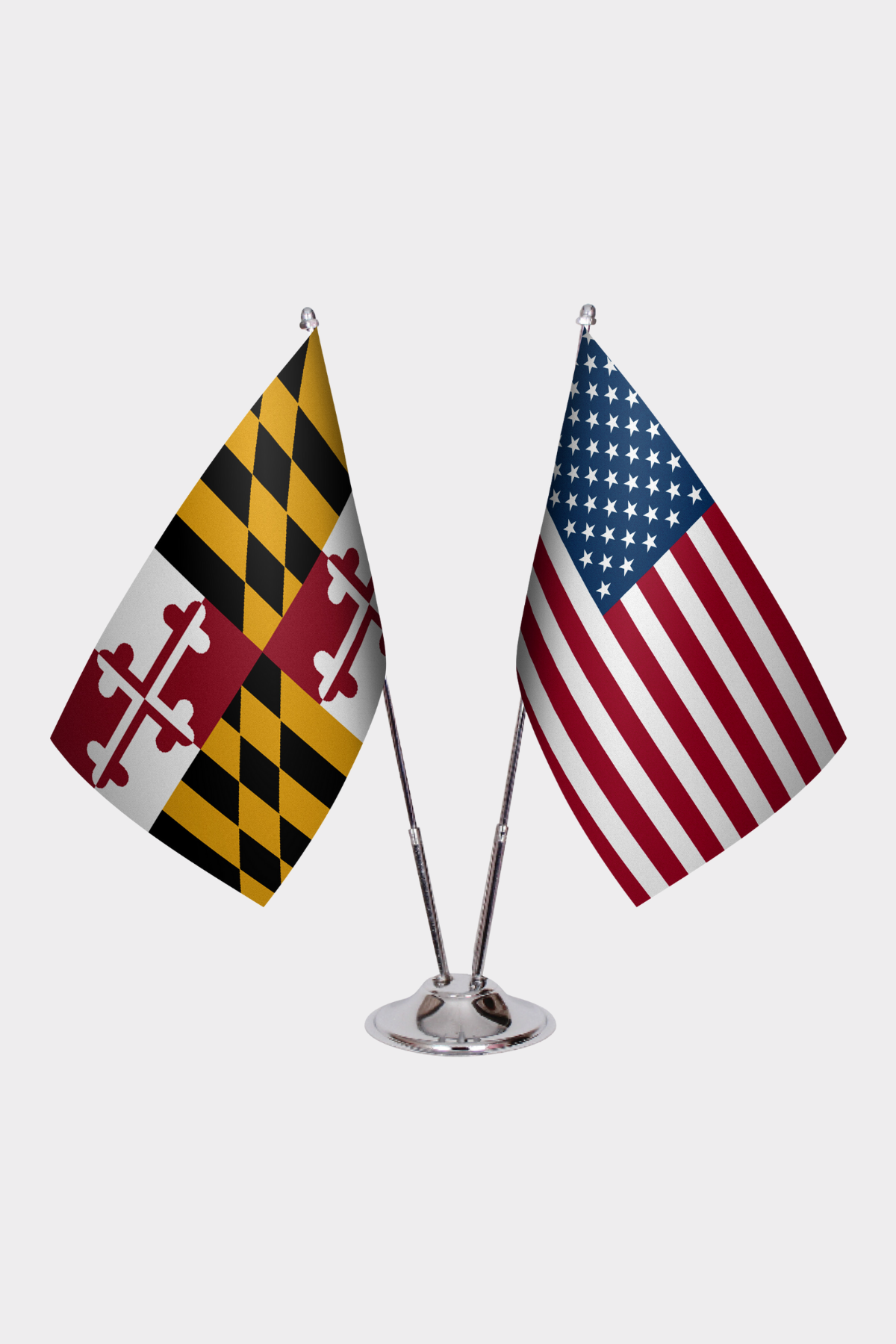 Maryland & U.S. Desk Flag Set — Double Satin