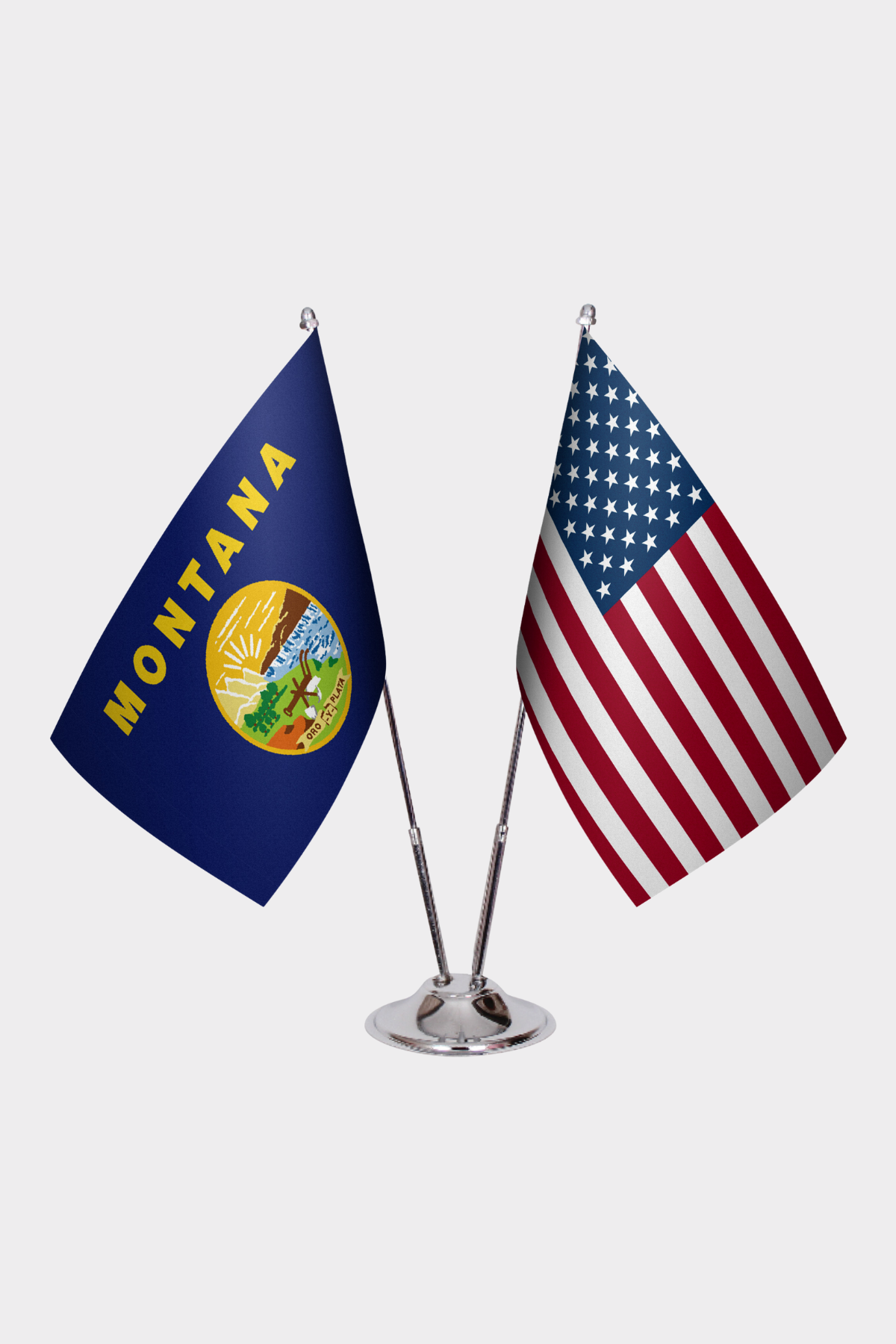 Montana & U.S. Desk Flag Set