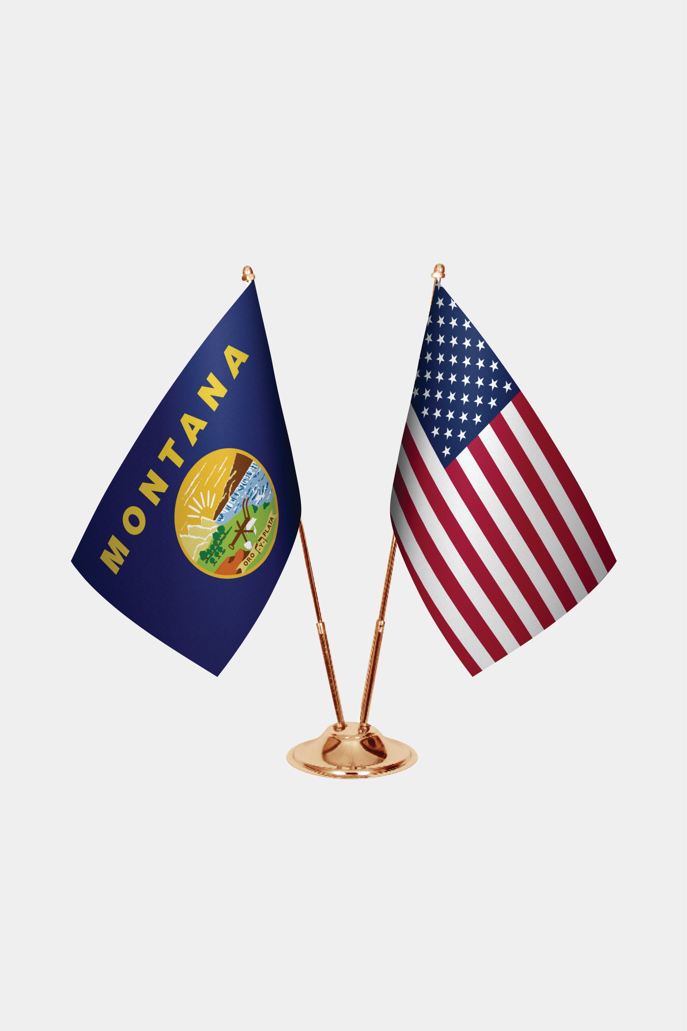 Montana & U.S. Desk Flag Set