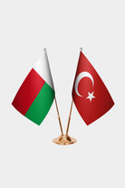 Madagascar and Turkey desk flag set with gold pole and base