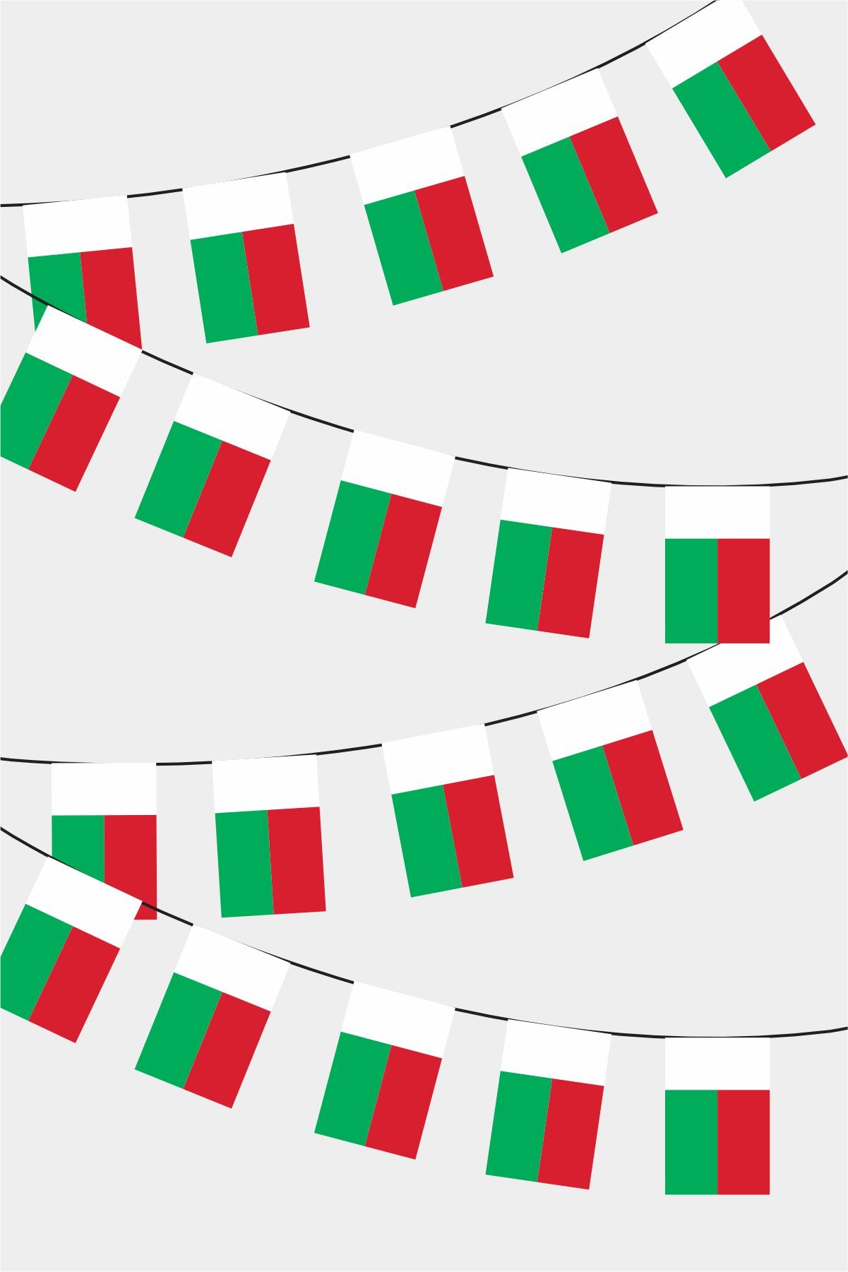 Madagascar Rectangular Flag Bunting - 50 Meters Premium String Flags for Party Decoration | Professional Quality Raschel Fabric