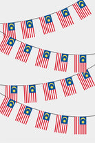 Malaysia Rectangular Flag Bunting - 50 Meters Premium String Flags for Party Decoration | Professional Quality Raschel Fabric