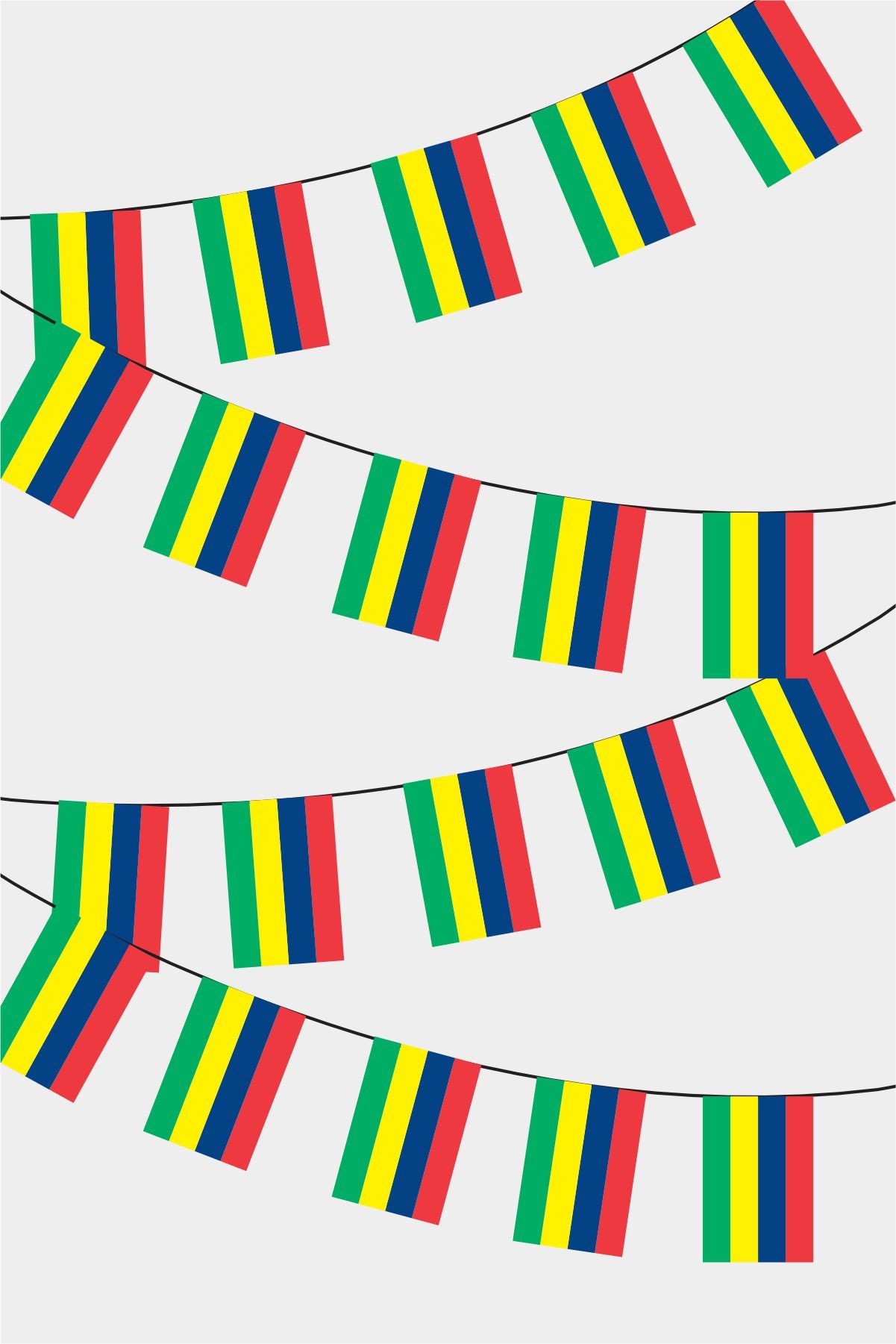 Mauritius Rectangular Flag Bunting - 50 Meters Premium String Flags for Party Decoration | Professional Quality Raschel Fabric